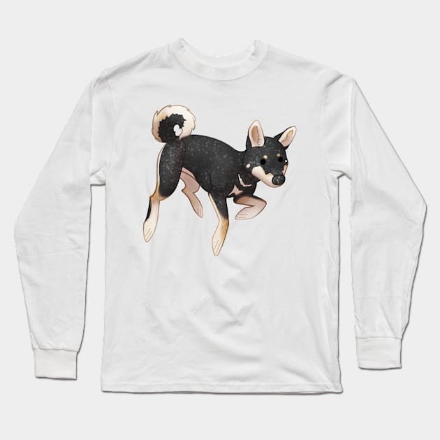 Cozy Shiba Inu (Black and Tan Variant) Long Sleeve T-Shirt by Phoenix Baldwin